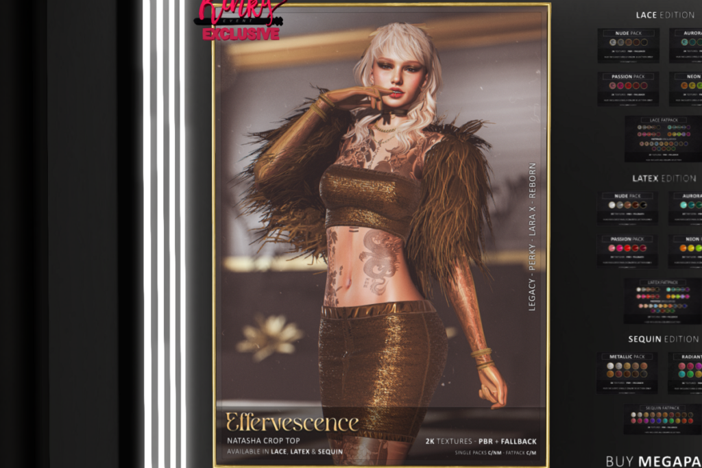 Natasha Crop Top - Legacy/MaitreyaX/Reborn/+mods, L$449-L$599 each/L$999-L$1499 each FP/L$2499 MP