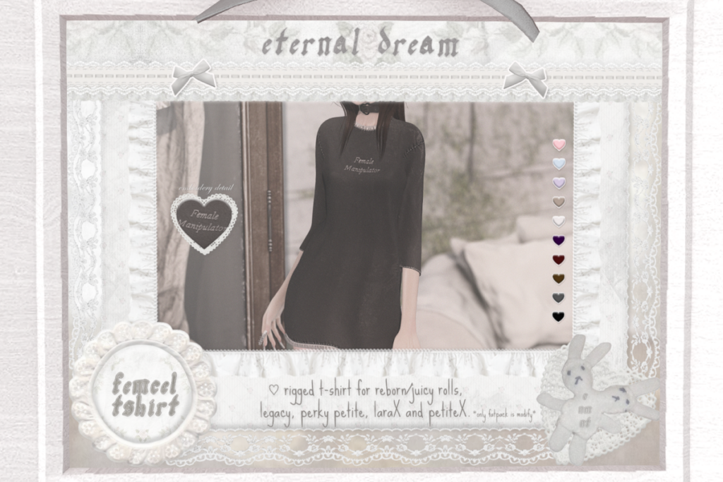 Femcel T-Shirt - Legacy/MaitreyaX/Reborn/+mods, L$249 each/L$1360 FP