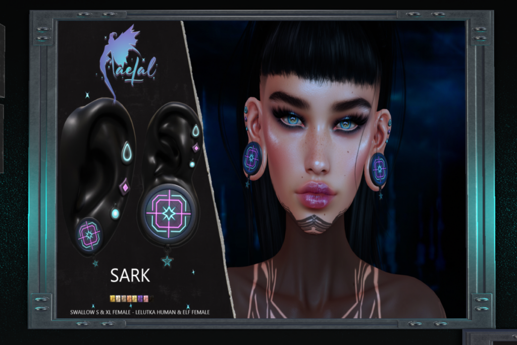 Sark Earrings - Lelutka/Swallow S+XL, L$199-L$229 each