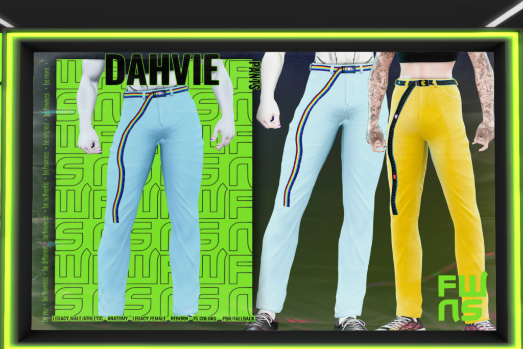 Dahvie Pants - Anatomy/Legacy F+M/Reborn/+mods, L$249 each/L$549 FP