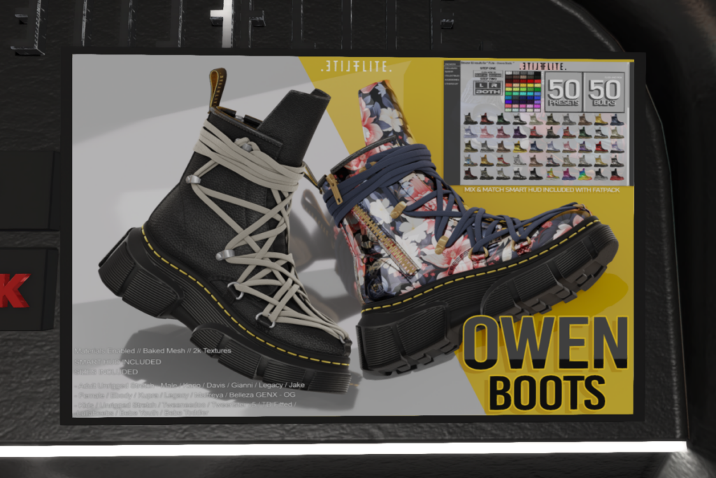 Owen Boots - See ad for fits, L$299 each/L$1519 FP