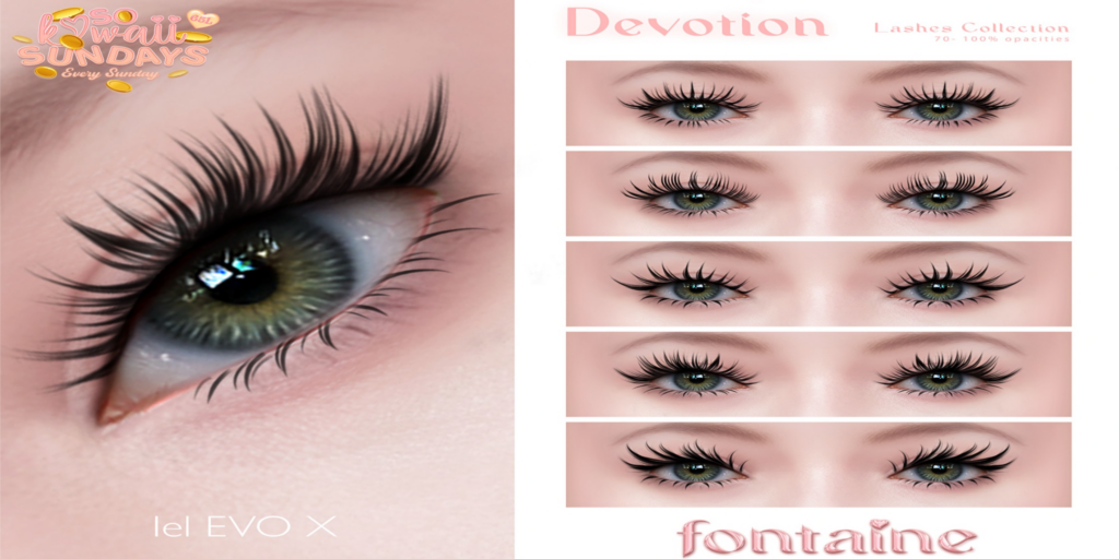 Devotion Lashes - EvoX	&lt;a href=&quot;https://maps.secondlife.com/secondlife/VELOUR/66/140/83&quot;&gt;Teleport&lt;/a&gt;