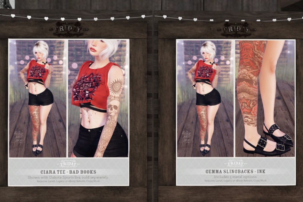 Ciara Tee - Legacy/MaitreyaX/Reborn | Gemma Slingbacks - Legacy/MaitreyaX/Reborn	&lt;a href=&quot;http://maps.secondlife.com/secondlife/White%20River%20Farm/181/134/24&quot; target=&quot;_blank&quot;&gt;Teleport&lt;/a&gt;