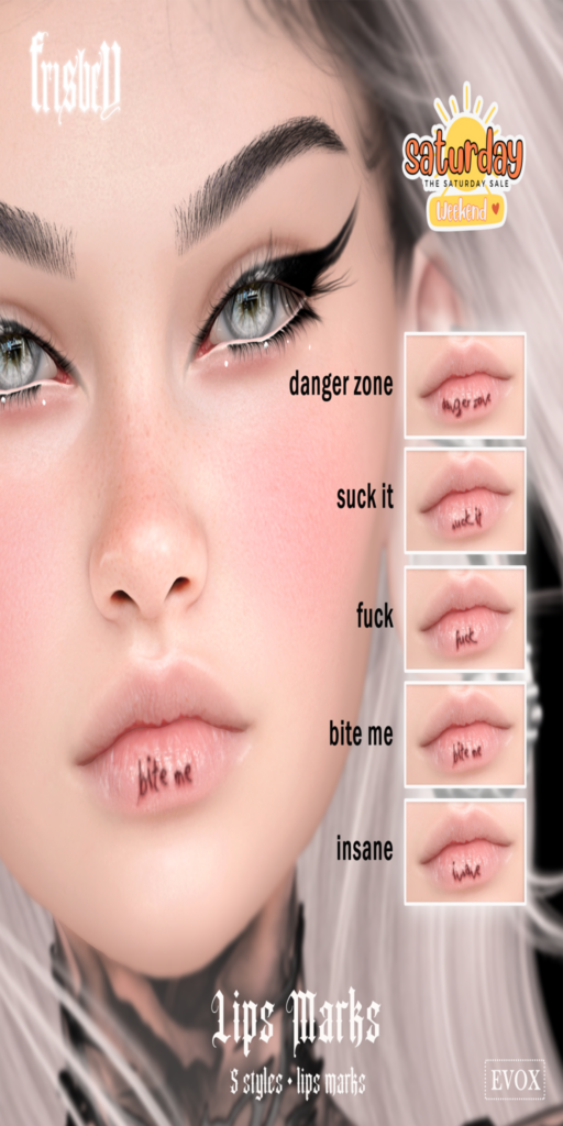 Lip Marks Tattoos - EvoX	&lt;a href=&quot;http://maps.secondlife.com/secondlife/Discovery%20Beach/32/190/1571&quot;&gt;Teleport&lt;/a&gt;
