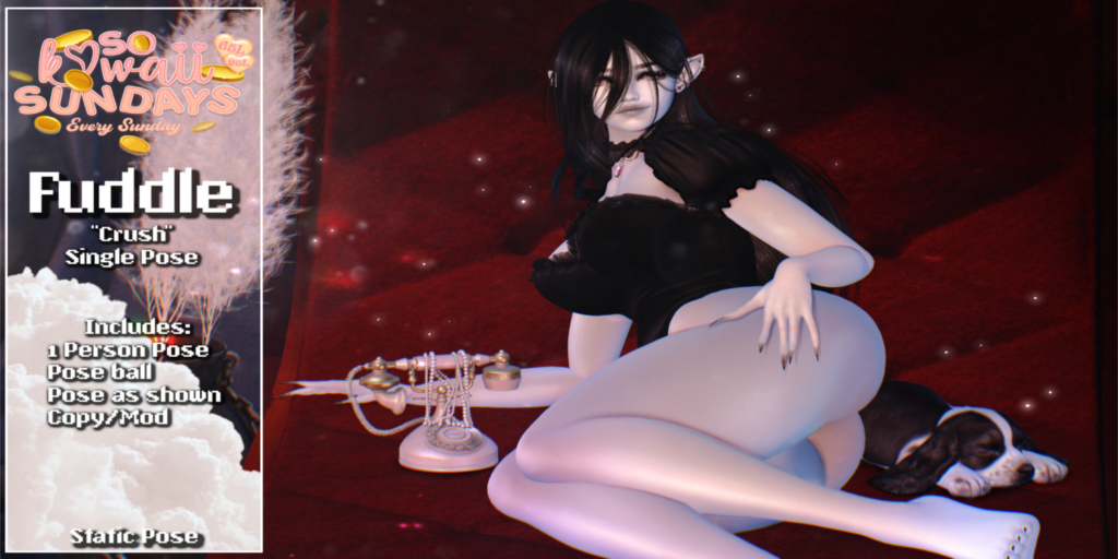 Crush Pose	&lt;a href=&quot;http://maps.secondlife.com/secondlife/Dream%20Garden/102/85/1251&quot;&gt;Teleport&lt;/a&gt;