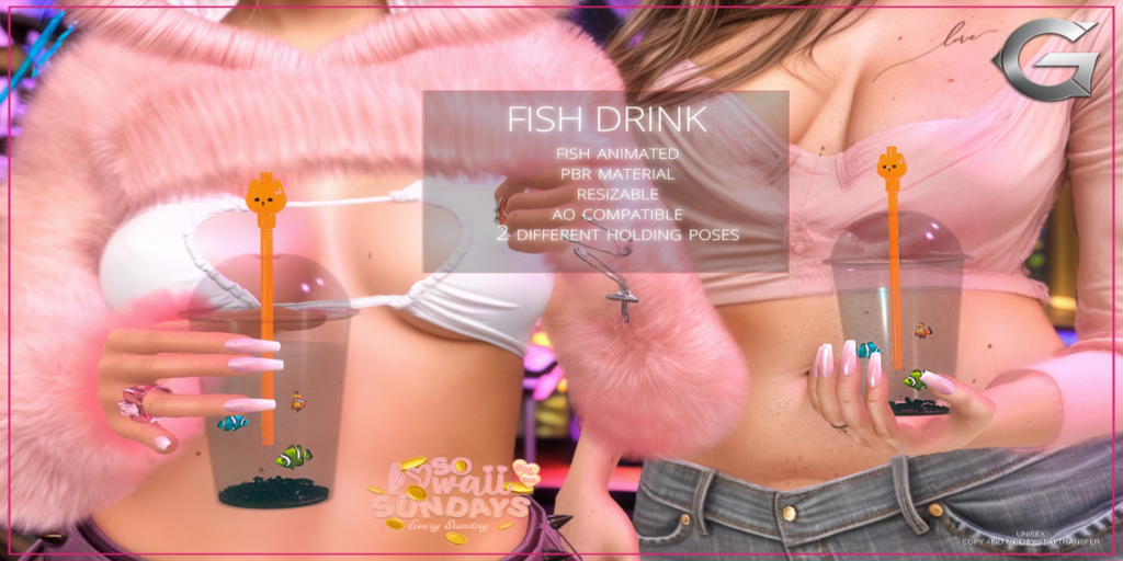 Fish Drink Holdable	&lt;a href=&quot;http://maps.secondlife.com/secondlife/Spruce%20Peak/211/193/24&quot;&gt;Teleport&lt;/a&gt;