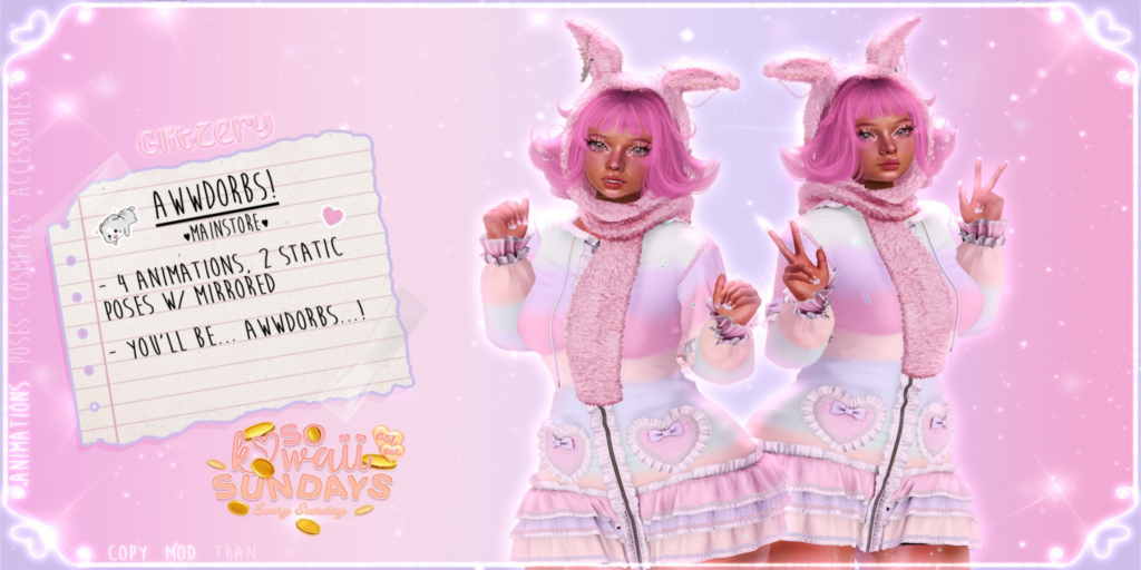 Awwdorbs Poses &amp; Animations	&lt;a href=&quot;http://maps.secondlife.com/secondlife/Universa/41/91/3003&quot;&gt;Teleport&lt;/a&gt;