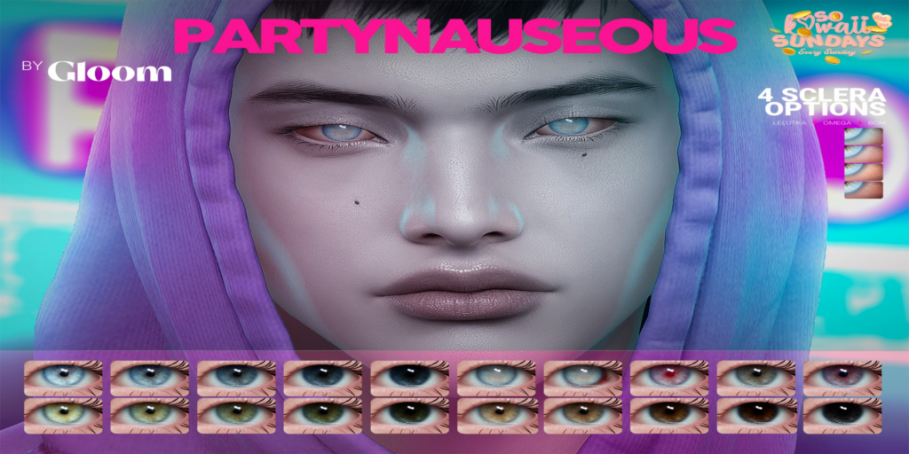 Partynauseous Eyes - BOM/EvoX/Omega	&lt;a href=&quot;http://maps.secondlife.com/secondlife/Moonstar/141/89/43&quot;&gt;Teleport&lt;/a&gt;