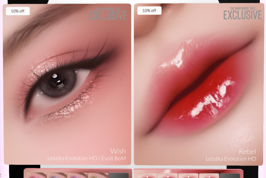 Rebel Lip Tint - EvoX, L$269 | Wish Eyeshadow - EvoX, L$269