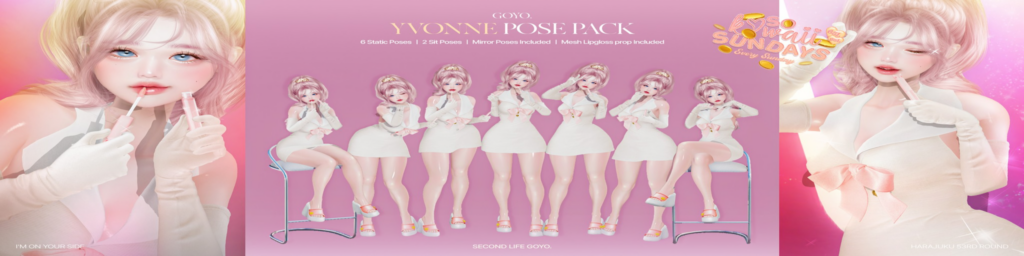 Yvonne Poses &amp; Props	&lt;a href=&quot;http://maps.secondlife.com/secondlife/Dear/19/131/753&quot;&gt;Teleport&lt;/a&gt;