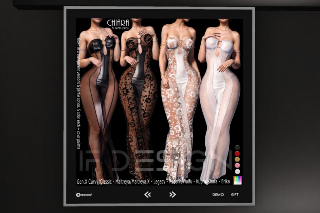 Chiara Dress - Erika/GenX/Inithium/Legacy/Maitreya/Reborn/+mods, L$299 FP
