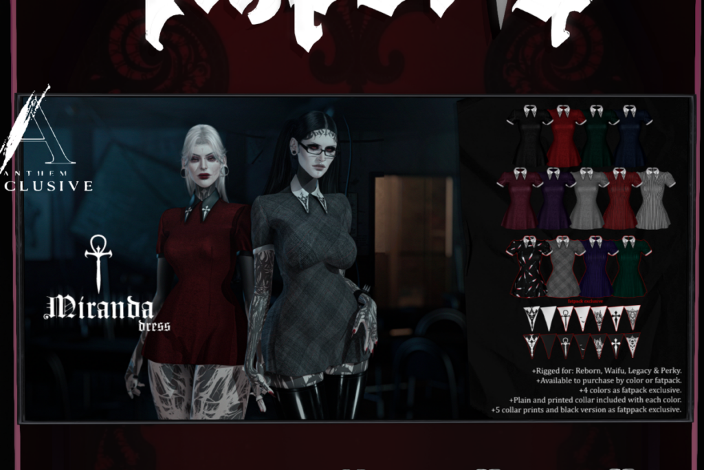 Miranda Dress - Legacy/Reborn/+mods, L$350 each/L$1620 FP