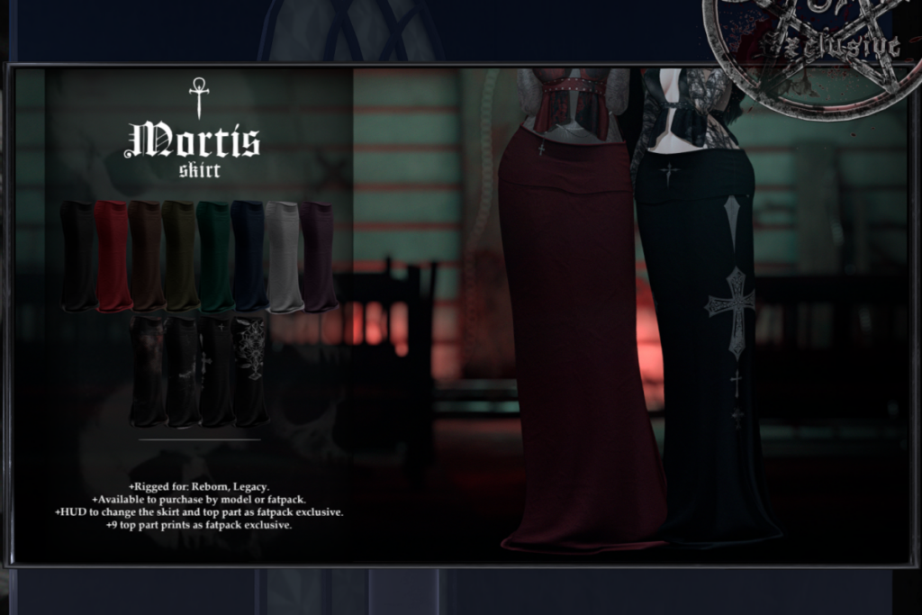 Mortis Skirt - Legacy/Reborn, L$300 each/L$1500 FP | Mortis MegaPack, L$2625