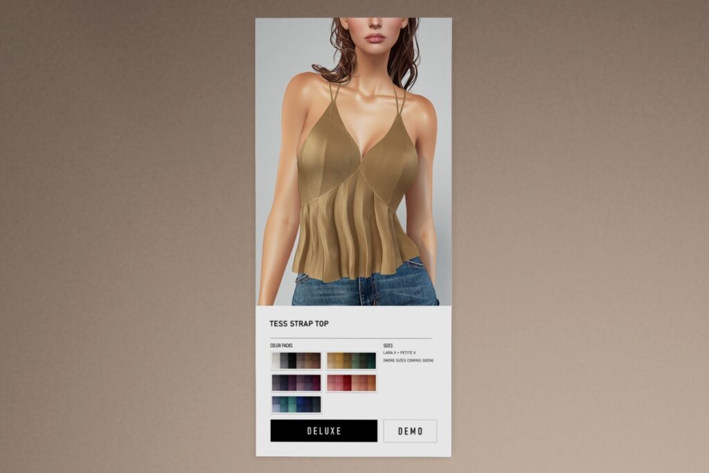 Tess Strap Top - MaitreyaX/+mods, L$285 each/L$1195 FP