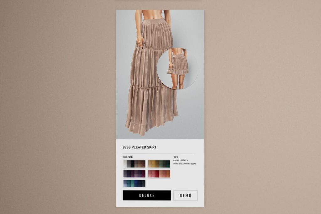Zess Pleated Skirt - MaitreyaX/+mods, L$285 each/L$1195 FP