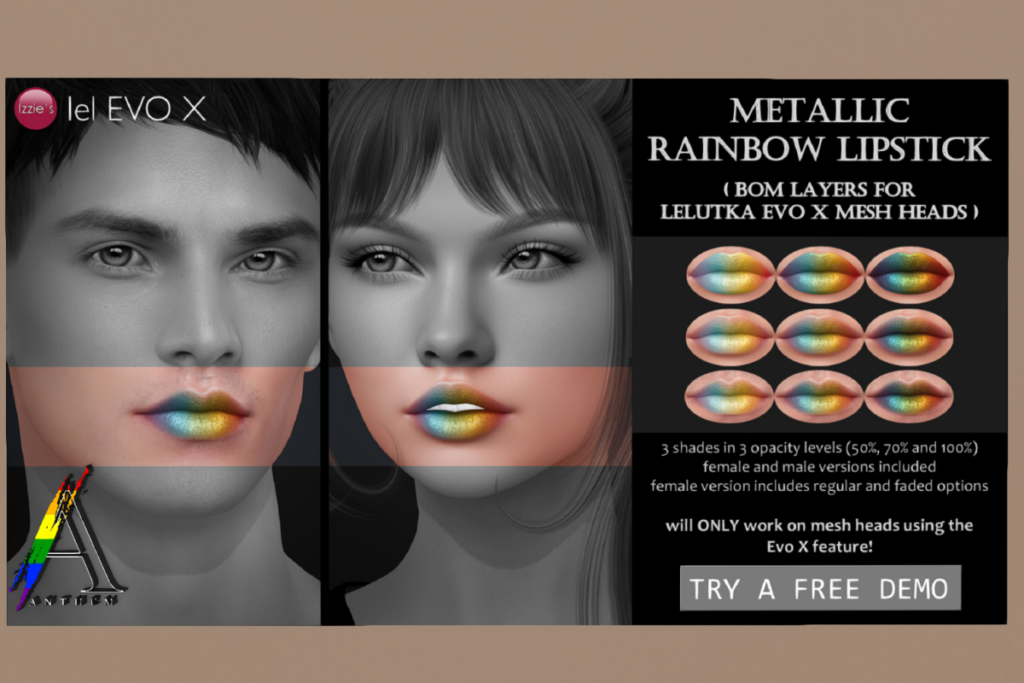 Metallic Rainbow Lipstick - EvoX, L$50