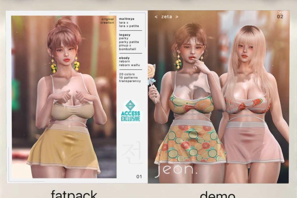 Zeta Outfit - Legacy/Maitreya/Reborn/+mods, L$449 each Body Pack/L$1799 FP