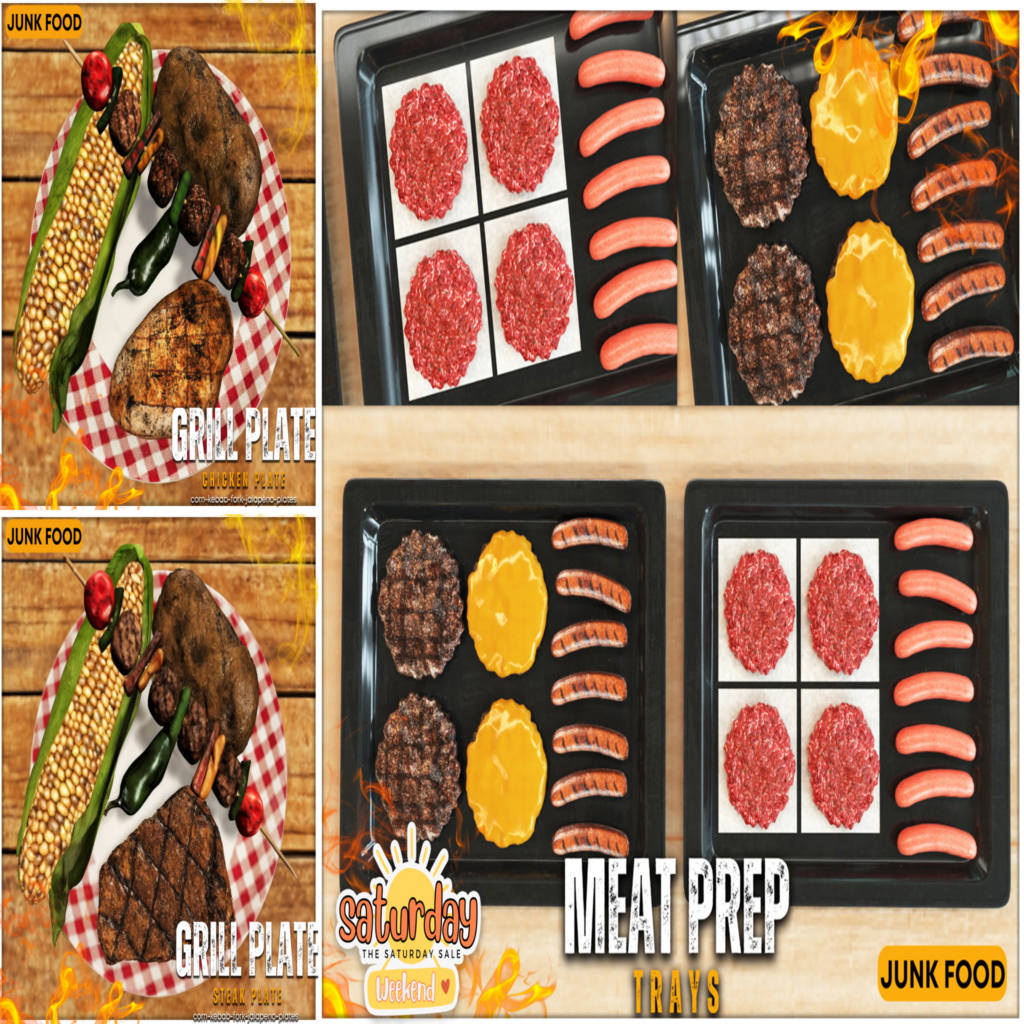 Grill Plate &amp; Prep Tray Decor	&lt;a href=&quot;http://maps.secondlife.com/secondlife/Junk%20Food/192/80/36&quot;&gt;Teleport&lt;/a&gt;