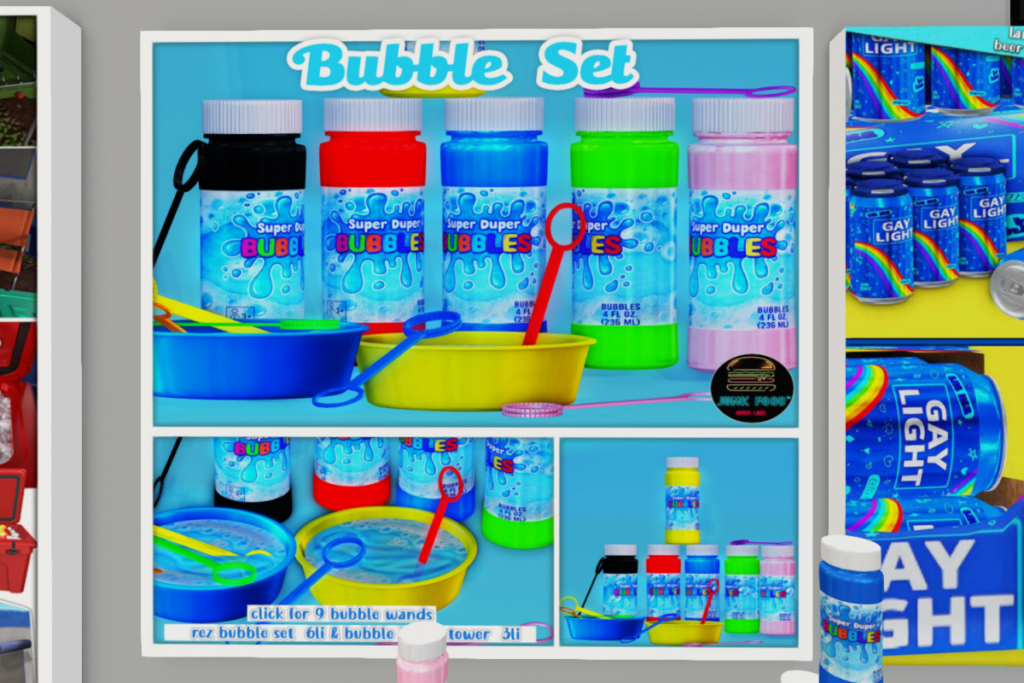 Bubbles Set	&lt;a href=&quot;http://maps.secondlife.com/secondlife/Junk%20Food/189/81/37&quot; target=&quot;_blank&quot;&gt;Teleport&lt;/a&gt;