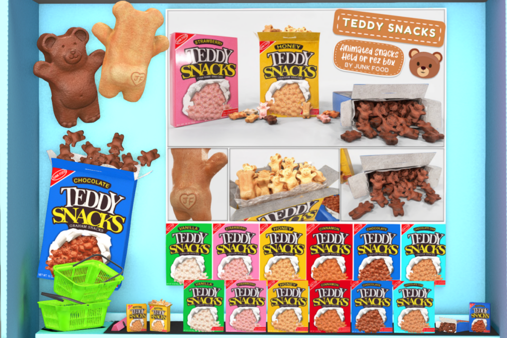 Teddy Bear Snacks, L$349 each/L$1999 FP