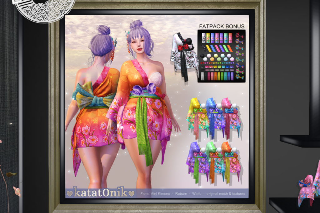 Flora Mini Kimoni - Reborn/+mods, L$600 each/L$1800 FP