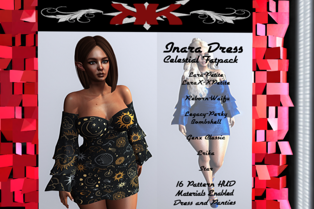 Inara Dress - Erika/GenX/Legacy/Maitreya/Reborn/+mods, L$299