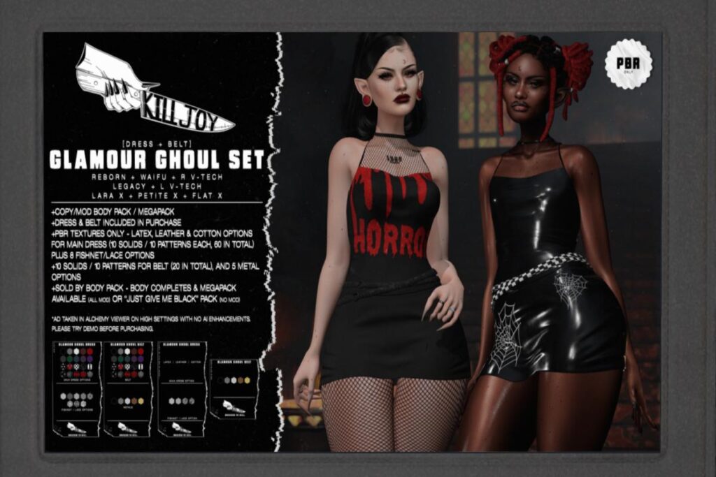 Glamour Ghoul Set - Legacy/Legacy V-Tech/MaitreyaX/Reborn/Reborn V-Tech /+mods, L$450 each/L$700 FP each/L$1800 MP