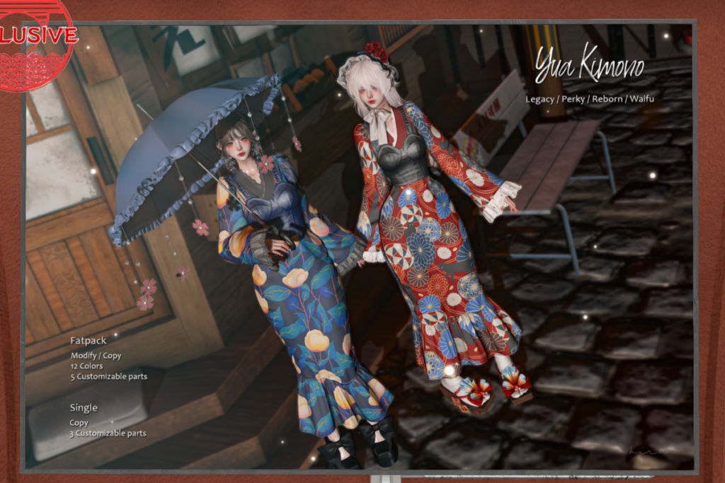 Yua Kimoni - Legacy/Reborn/+mods, L$320 each/L$1350 FP