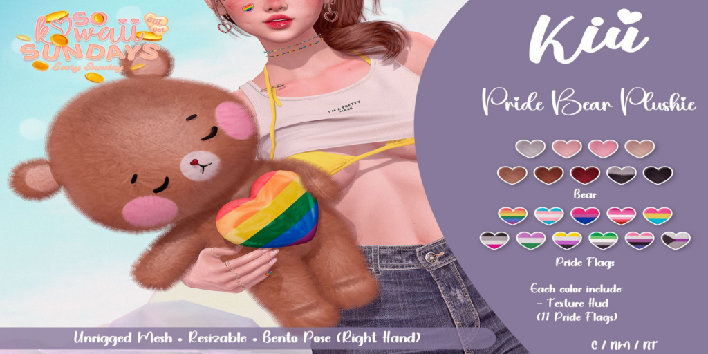 Pride Bear Plushie	&lt;a href=&quot;http://maps.secondlife.com/secondlife/Berwick%20Land/47/97/988&quot;&gt;Teleport&lt;/a&gt;