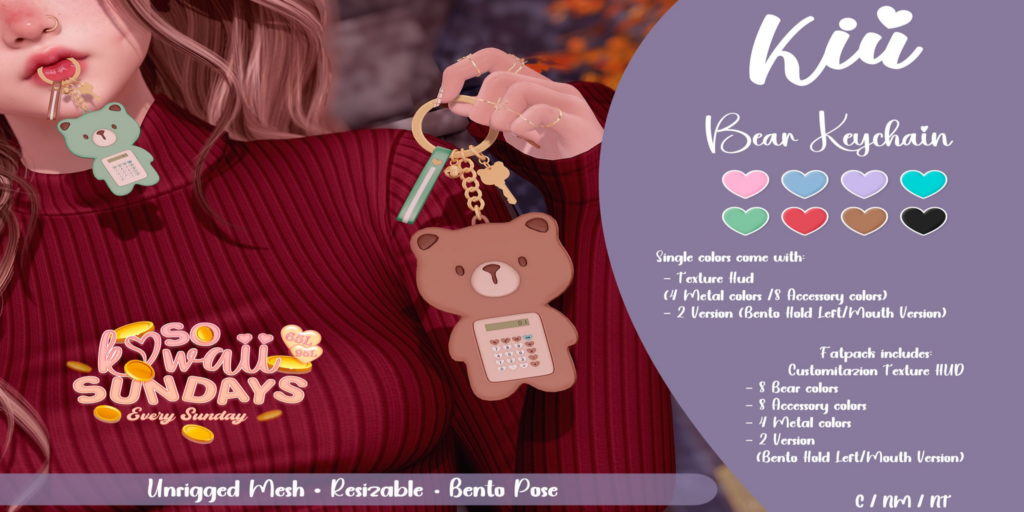 Bear Keychain	&lt;a href=&quot;http://maps.secondlife.com/secondlife/Berwick%20Land/47/97/988&quot;&gt;Teleport&lt;/a&gt;