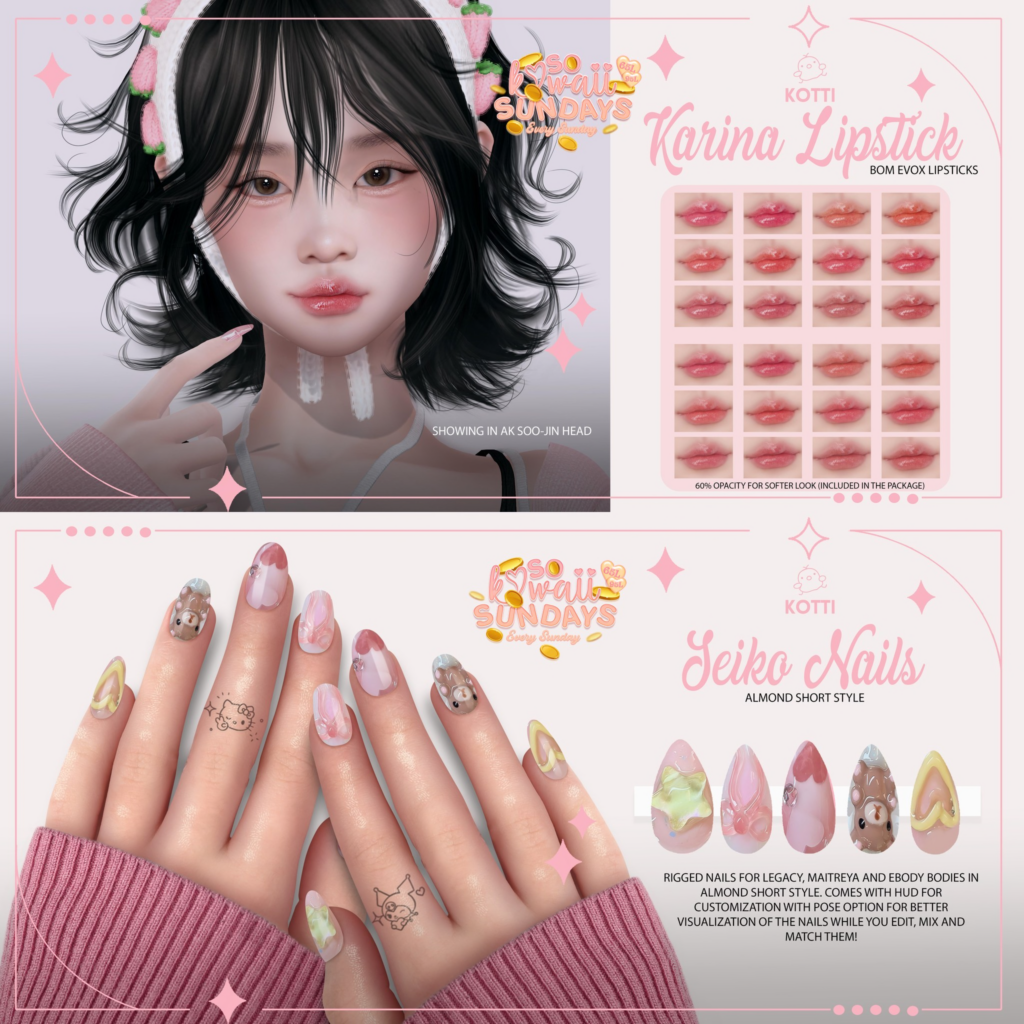 Karina Lipstick - EvoX | Seiko Mesh Nails - Legacy/Maitreya/Reborn	&lt;a href=&quot;https://maps.secondlife.com/secondlife/Dream%20Lake/124/124/184&quot;&gt;Teleport&lt;/a&gt;