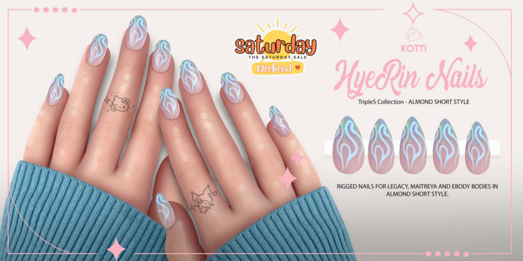 Hyerin Mesh Nails - Legacy/Maitreya/Reborn	&lt;a href=&quot;https://maps.secondlife.com/secondlife/Dream%20Lake/124/124/184&quot;&gt;Teleport&lt;/a&gt;