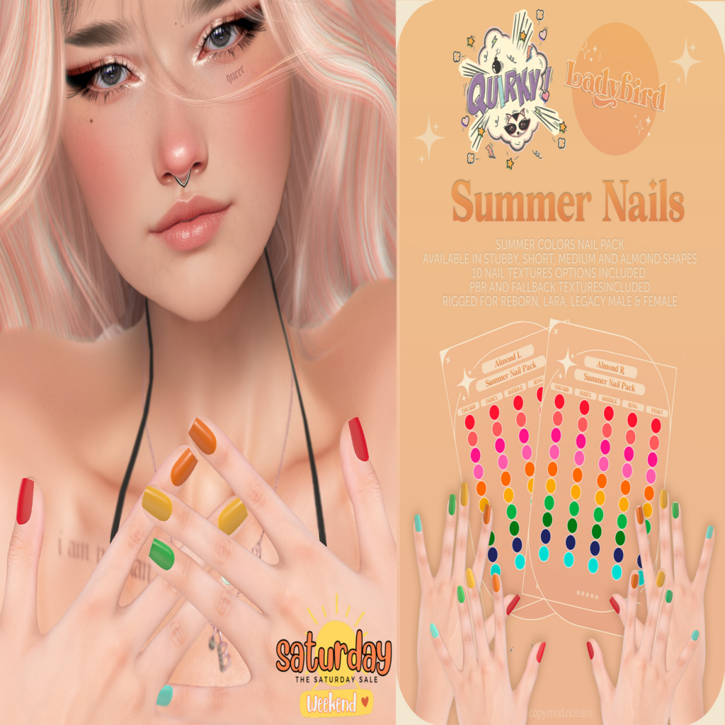 Summer Mesh Nails - Legacy M+F/Maitreya/Reborn	&lt;a href=&quot;http://maps.secondlife.com/secondlife/Applesauce/218/25/990&quot;&gt;Teleport&lt;/a&gt;
