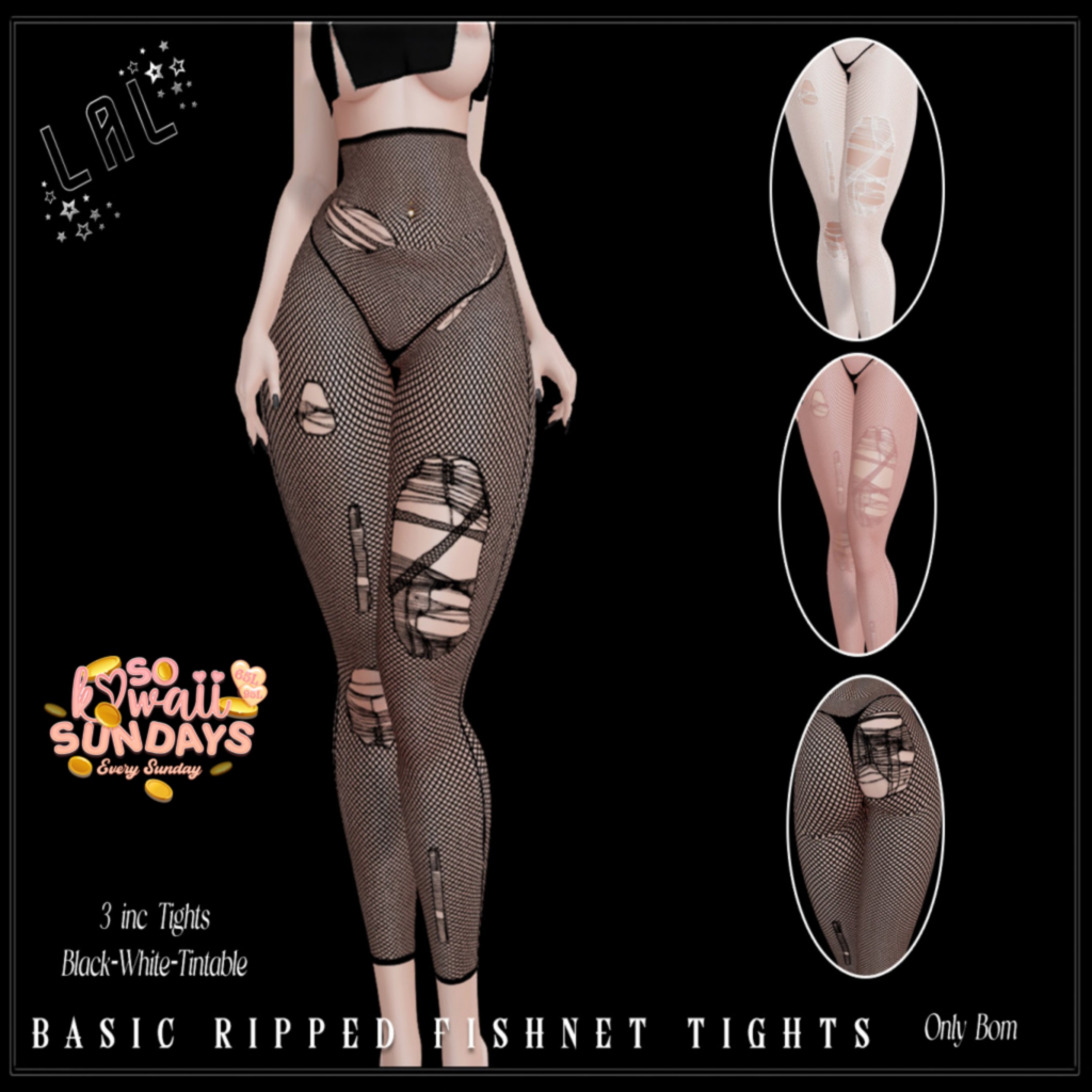 Basic Ripped Fishnets - BOM	&lt;a href=&quot;http://maps.secondlife.com/secondlife/Gold%20Duru/242/228/26&quot;&gt;Teleport&lt;/a&gt;