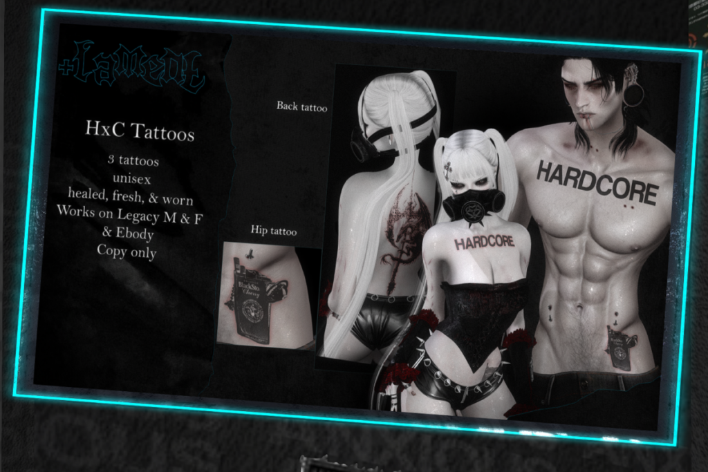 Hardcore Tats - BOM for Legacy F+M/Reborn, L$250