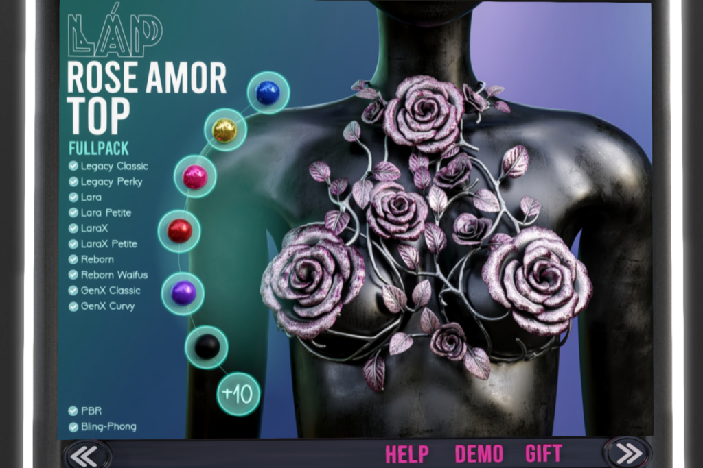 Rose Amor Top - GenX/Legacy/Maitreya/Reborn/+mods, L$359 each/L$2099 FP