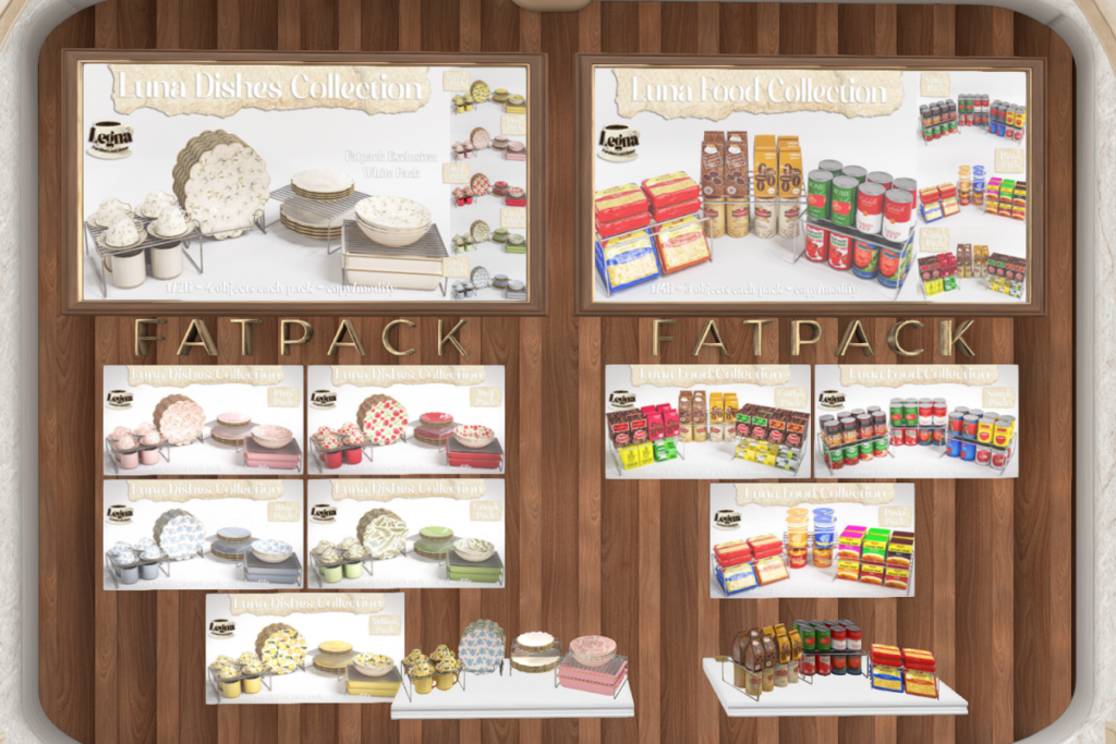 Luna Dishes and Food Collections, L$349 each/L$899-L$1200 each FP