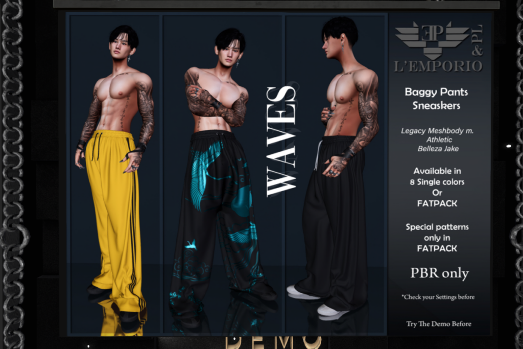 Waves Baggy Pants &amp; Sneakers - Jake/Legacy/+mods, L$270 each/L$1200 FP