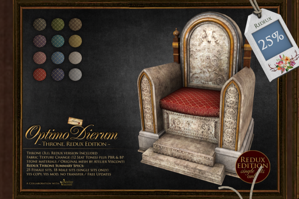Optimo Dierum Throne, L$285