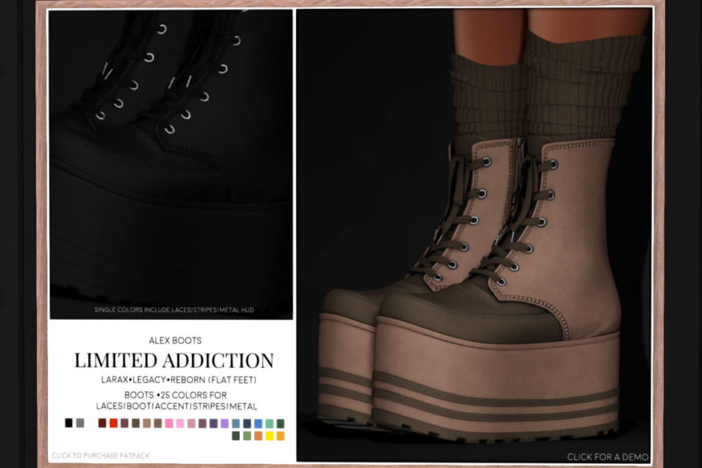Alex Boots - Legacy/MaitreyaX/Reborn, L$329 each/L$2499 FP