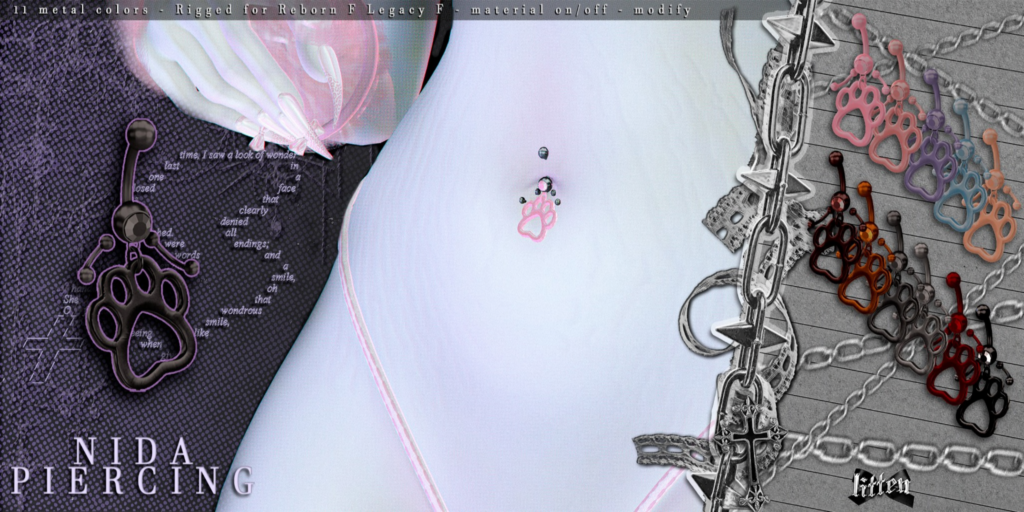 Nida Piercing - Legacy/Reborn	&lt;a href=&quot;http://maps.secondlife.com/secondlife/Tomoeda/86/145/28&quot;&gt;Teleport&lt;/a&gt;