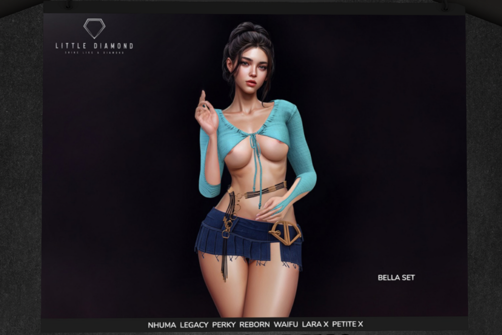 Bella Top and Skirt - Legacy/MaitreyaX/Nhumana/Reborn/+mods, L$310-L$320 each/L$1900-L$2100 each FP/L$2490 MP
