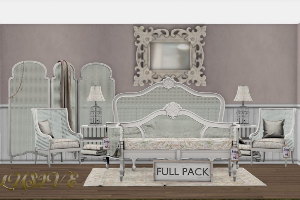 Esme Bedroom Decor Set, L$199-L$299 each/L$999 FP