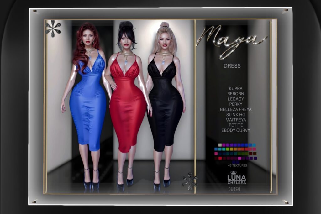 Maya Dress - EBody/Freya/Hourglass/Inithium/Legacy/Maitreya/+mods, L$389 FP