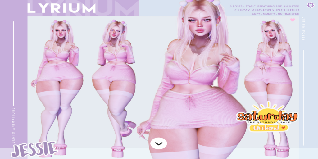 Jessie Poses	&lt;a href=&quot;https://maps.secondlife.com/secondlife/Lunar%20and%20Friends/161/89/19&quot;&gt;Teleport&lt;/a&gt;