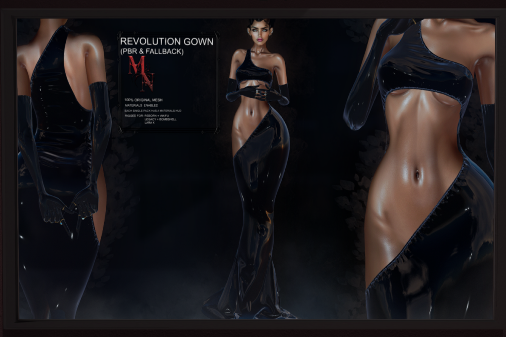Revolution Gown and Gloves - Legacy/MaitreyaX/Reborn/+mods, L$250-L$350 each/L$1650-L$2150 each FP
