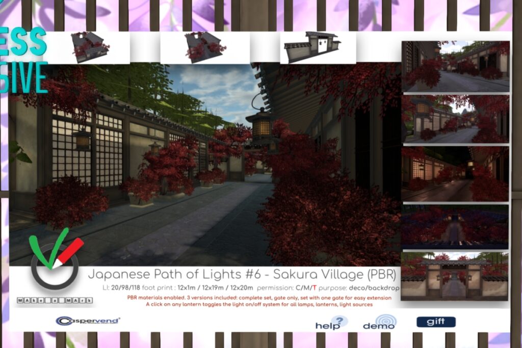 Japanese Path of Lights #6 - Sakura Village Decor Set, L$299