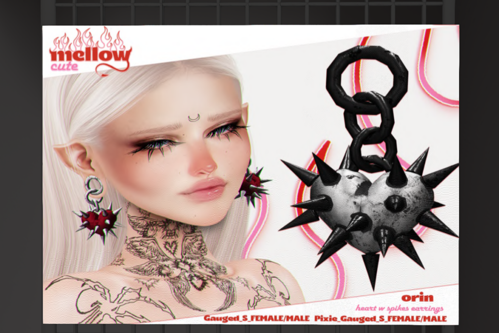 Orin Earrings - Swallow Gauged Pixie, S, &amp; XL F+M Ears, L$399