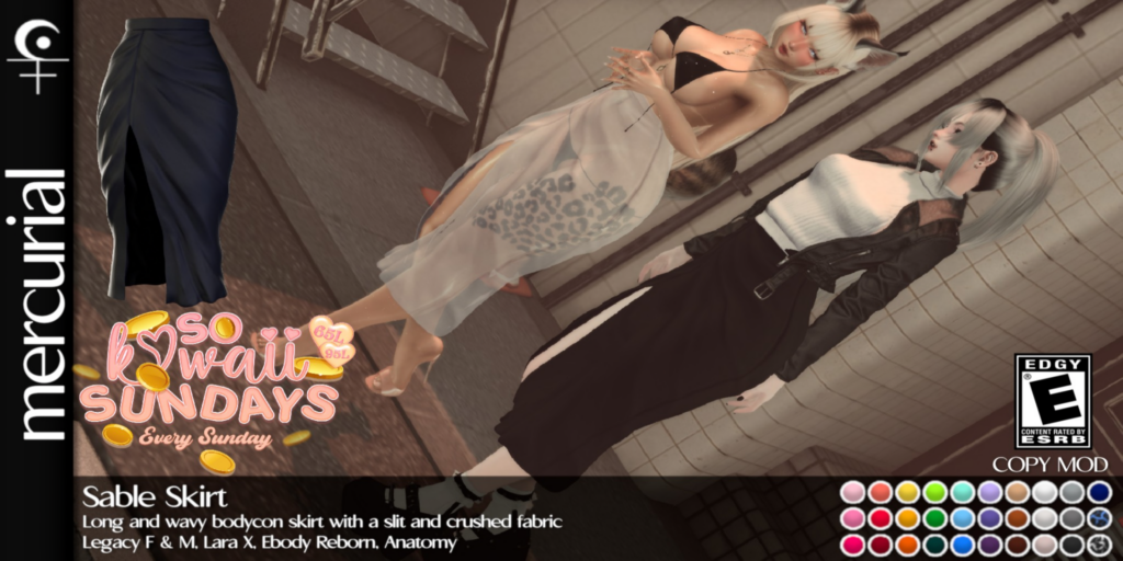 Sable Skirt - Anatomy/Legacy M+F/MaitreyaX/Reborn	&lt;a href=&quot;http://maps.secondlife.com/secondlife/Embrace%20the%20Ocean/111/171/1096&quot;&gt;Teleport&lt;/a&gt;