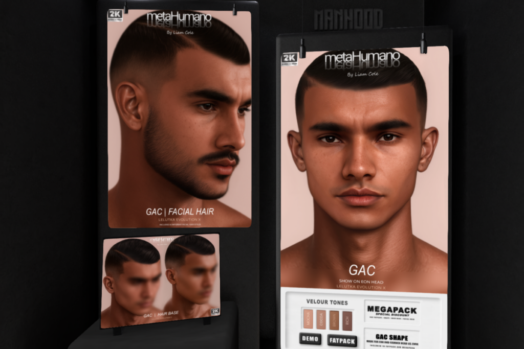Gac Skin &amp; Shape - Evox/Lelutka Camden/Lelutka Eon, L$699 each/L$1299-L$1699 each FP | Gac Facial Hair - EvoX, L$499 | Gac Hairbase - EvoX, L$349